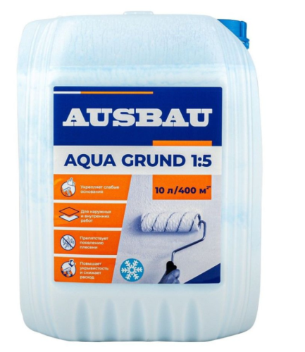 Грунтовка глубокого проникновения AUSBAU AQUA GRUND 1:5 (10 л) /60 БЕЗ ЭТИКЕТКИ